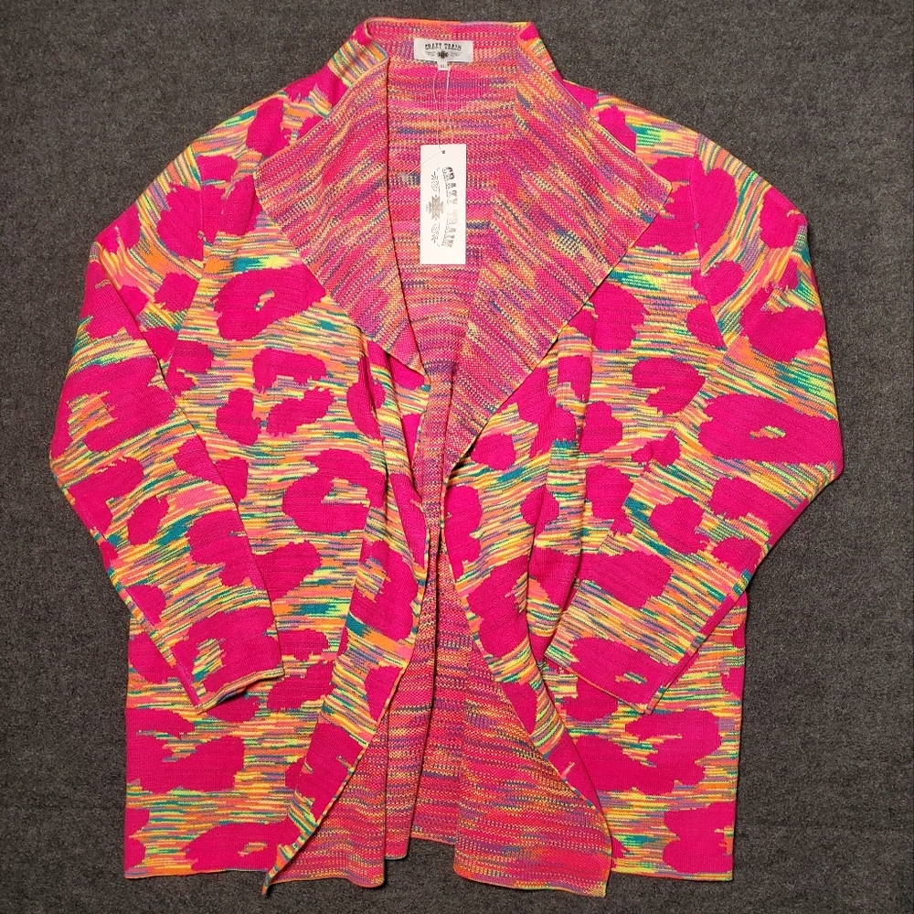 Crazy Train Pink and Multicolor Cardigan